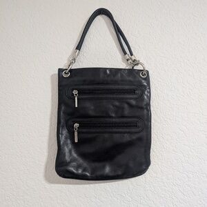 margot Black Pebbled Slouchy Double Strap Bag